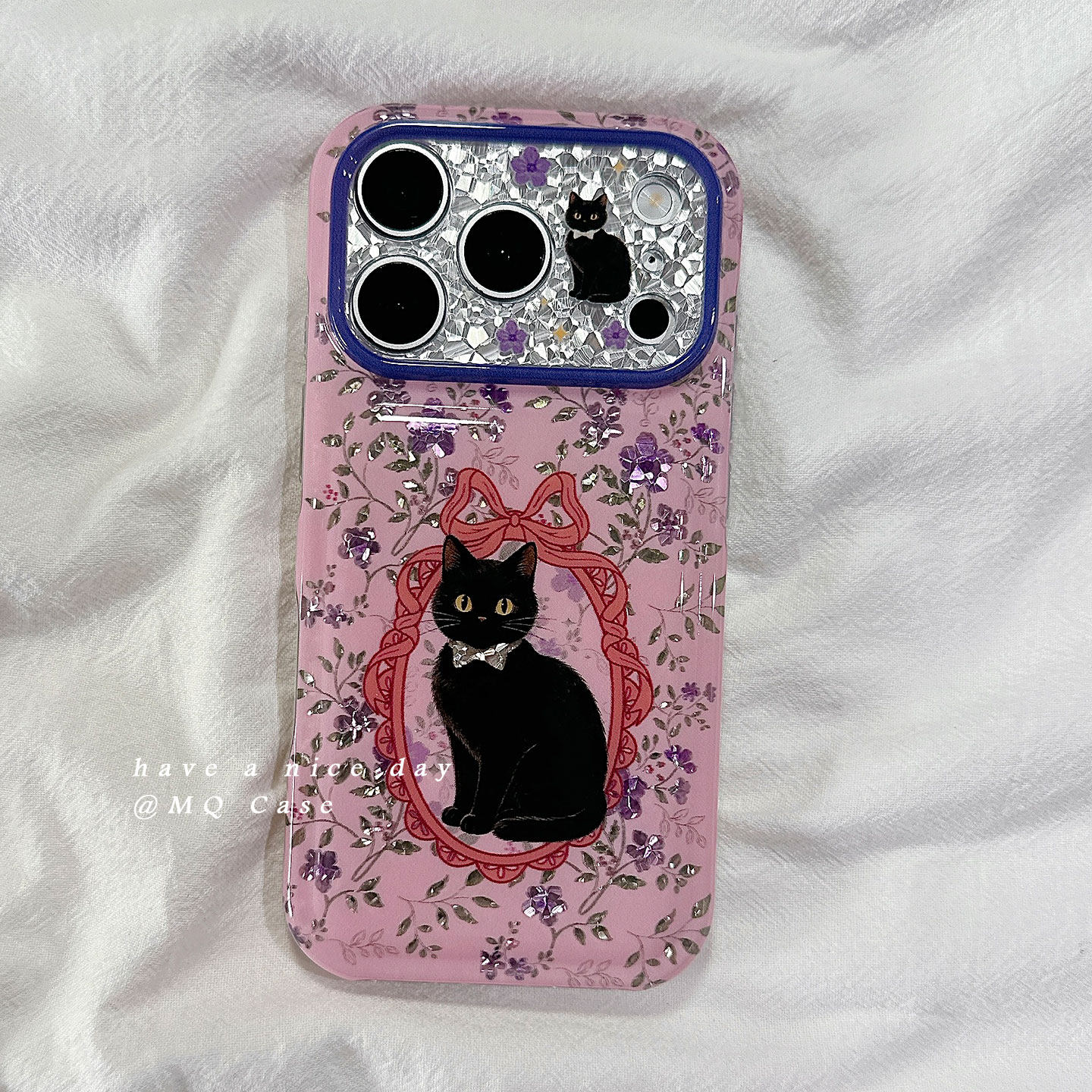 ins韩系花朵小猫适用苹果17手机壳iPhone17Promax新款18pro高级感16保护套15pro硅胶防摔全包镜头女款粉色软p