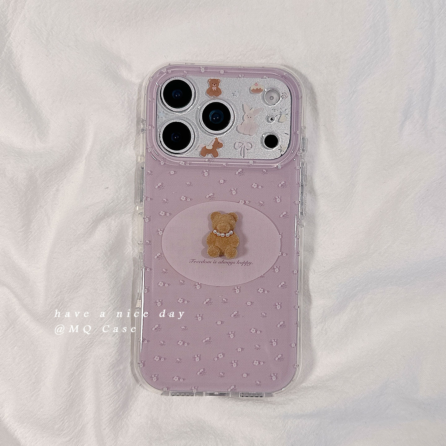 ins日韩风碎花立体小熊适用苹果17手机壳iPhone17Promax新款16高级感15保护套硅胶防摔全包女款紫色少女心软p,3C数码配件,手机保护套/壳,淘宝优惠券,粉丝福利购,淘宝优惠卷