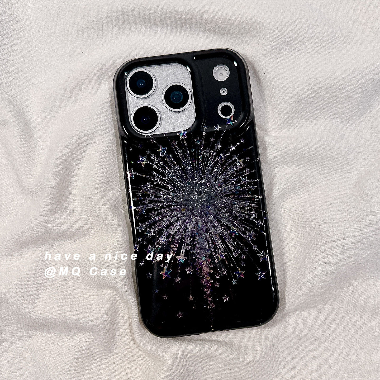 简约ins少女心梦幻烟花星星适用苹果17手机壳iPhone17Promax新款16高级感15保护套13硅胶14防摔全包女黑色软p