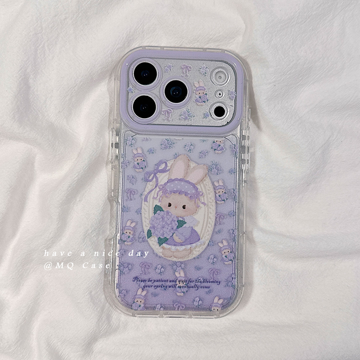 ins紫色小碎花兔子适用苹果17手机壳iPhone17Promax新款16高级感15保护套硅胶14防摔镜头全包气囊女款软壳外p