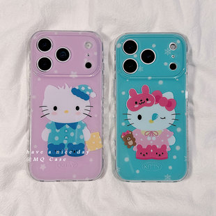 ins韩风可爱睡衣HelloKitty适用苹果17手机壳iPhone17Promax新款16高级感15保护套13硅胶14防摔全包女款软壳p