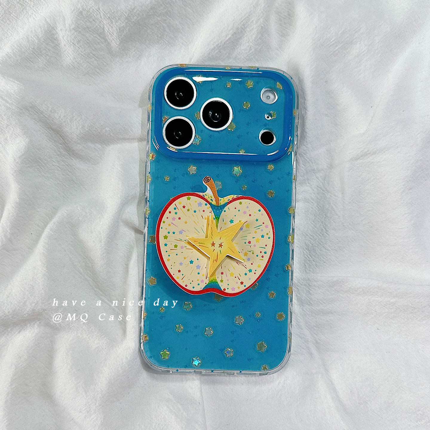 ins简约蓝色銮金星星适用苹果17手机壳iPhone17Promax新款16高级感15保护套13硅胶14防摔全包创意带支架软女p