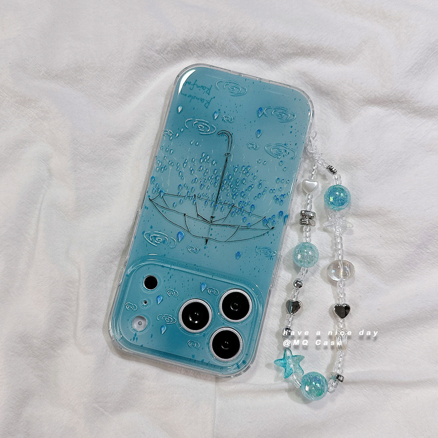 ins銮金雨伞雨滴适用苹果17手机壳iPhone17Promax新款16高级感15保护套13硅胶14防摔全包女款带链条软超薄外p