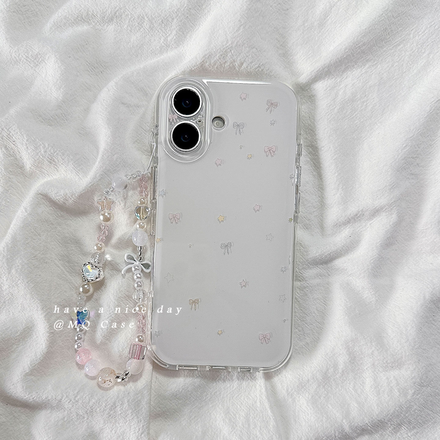 ins简约星星蝴蝶结适用苹果17手机壳iPhone17Promax新款16高级感15保护套硅胶防摔全包带链条挂绳女款软壳外p