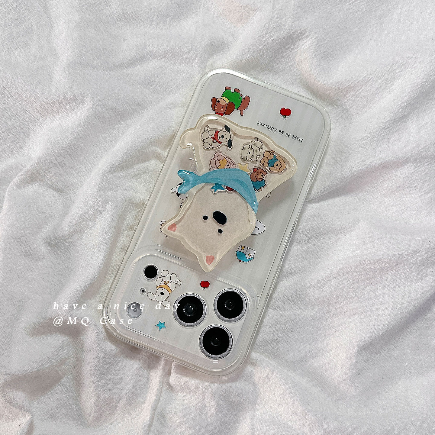 ins可爱小狗卡通适用苹果17手机壳iPhone17Promax新款16高级感15保护套硅胶防摔二合一全包带摇摇乐支架软女p