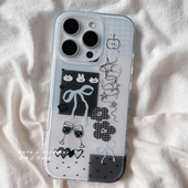 ins韩系冷淡风蝴蝶结适用苹果16Promax手机壳iPhone15Promax新款 13高级感14保护套防摔硅胶全包超薄磨砂女硬p