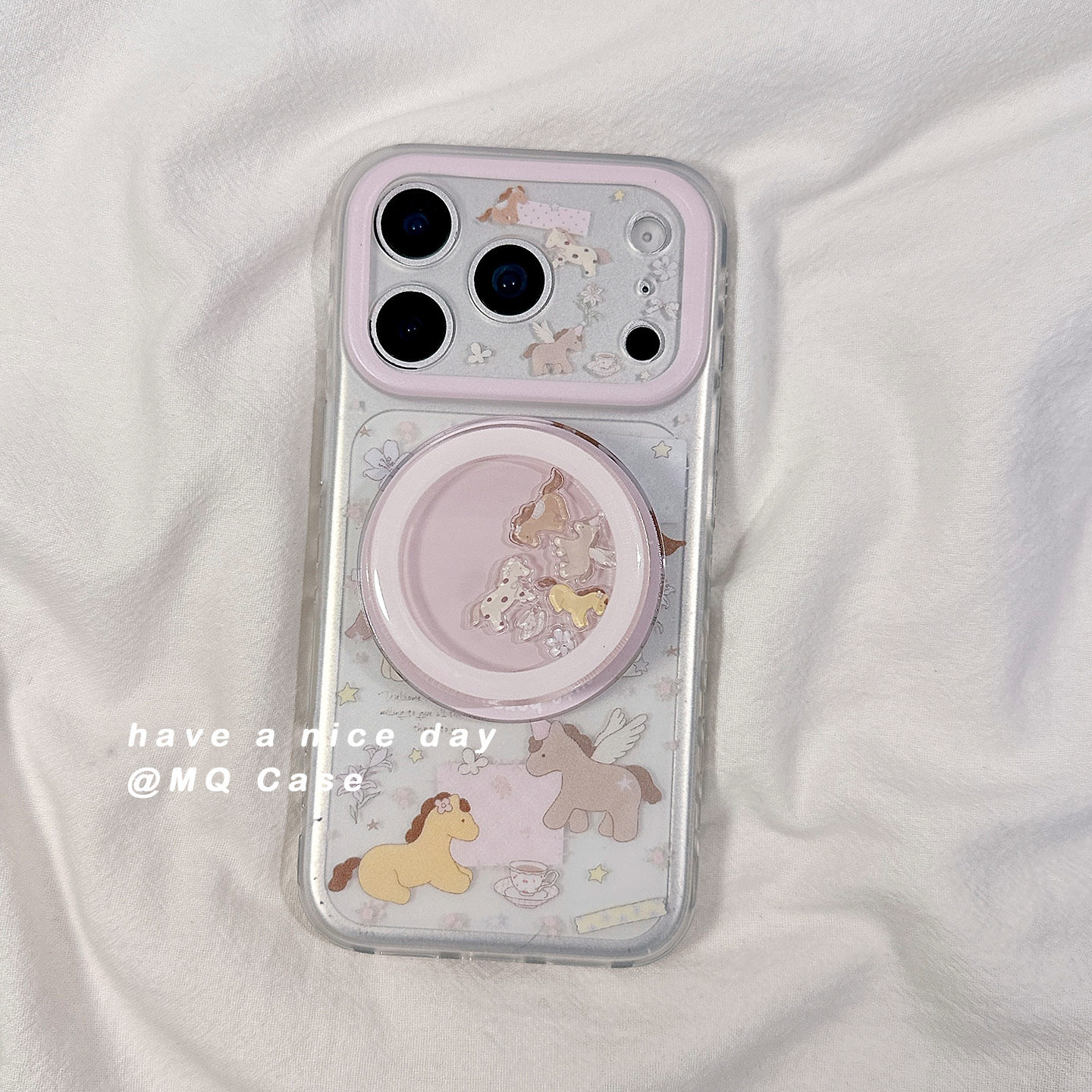 可爱少女心小马卡通适用苹果17手机壳iPhone17Promax新款16高级感15保护套13硅胶14防摔全包磁吸带支架磨砂女