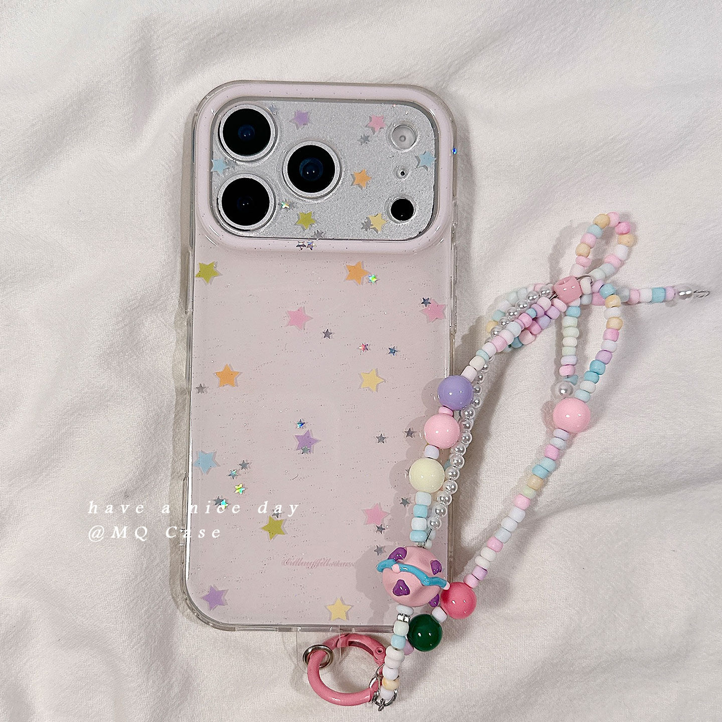 ins风少女心粉色小星星适用苹果17手机壳iPhone17Promax新款16高级感15保护套13硅胶14防摔全包挂绳链条女软p