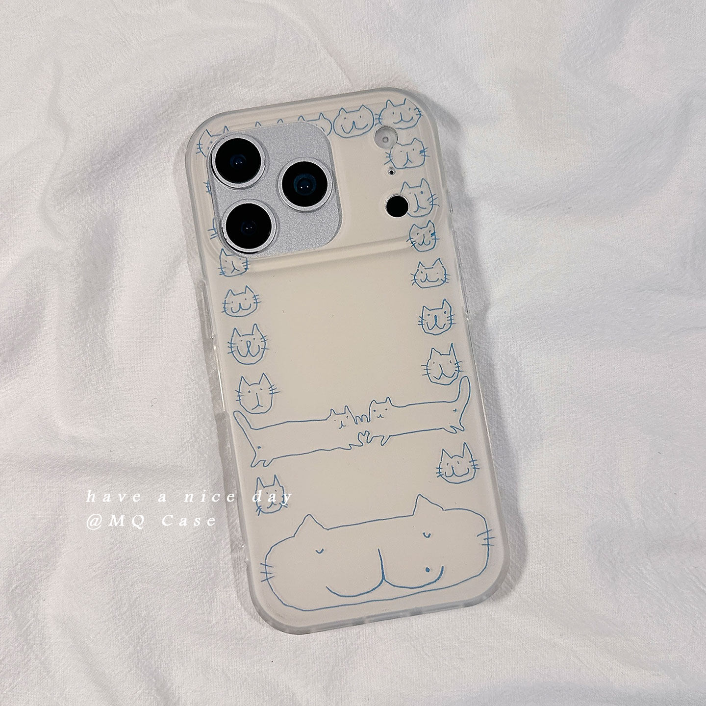 简约磨砂小猫咪卡通适用苹果17手机壳iPhone17Promax新款16高级感15保护套13硅胶14防摔全包创意女款软壳白色