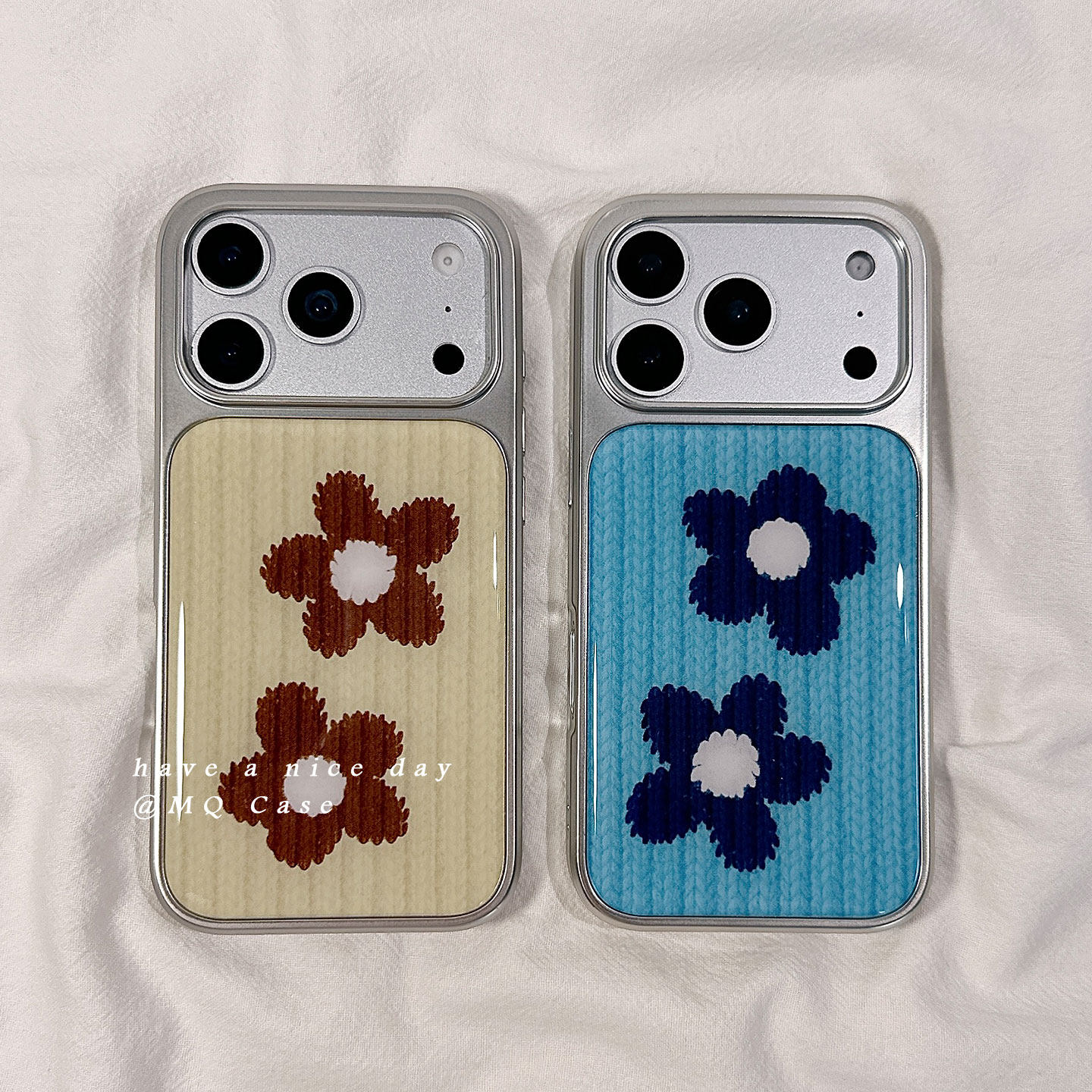 简约针织纹花朵适用苹果17手机壳iPhone17Promax新款16高级感15保护套13硅胶14防摔全包日韩超火电镀女款软壳