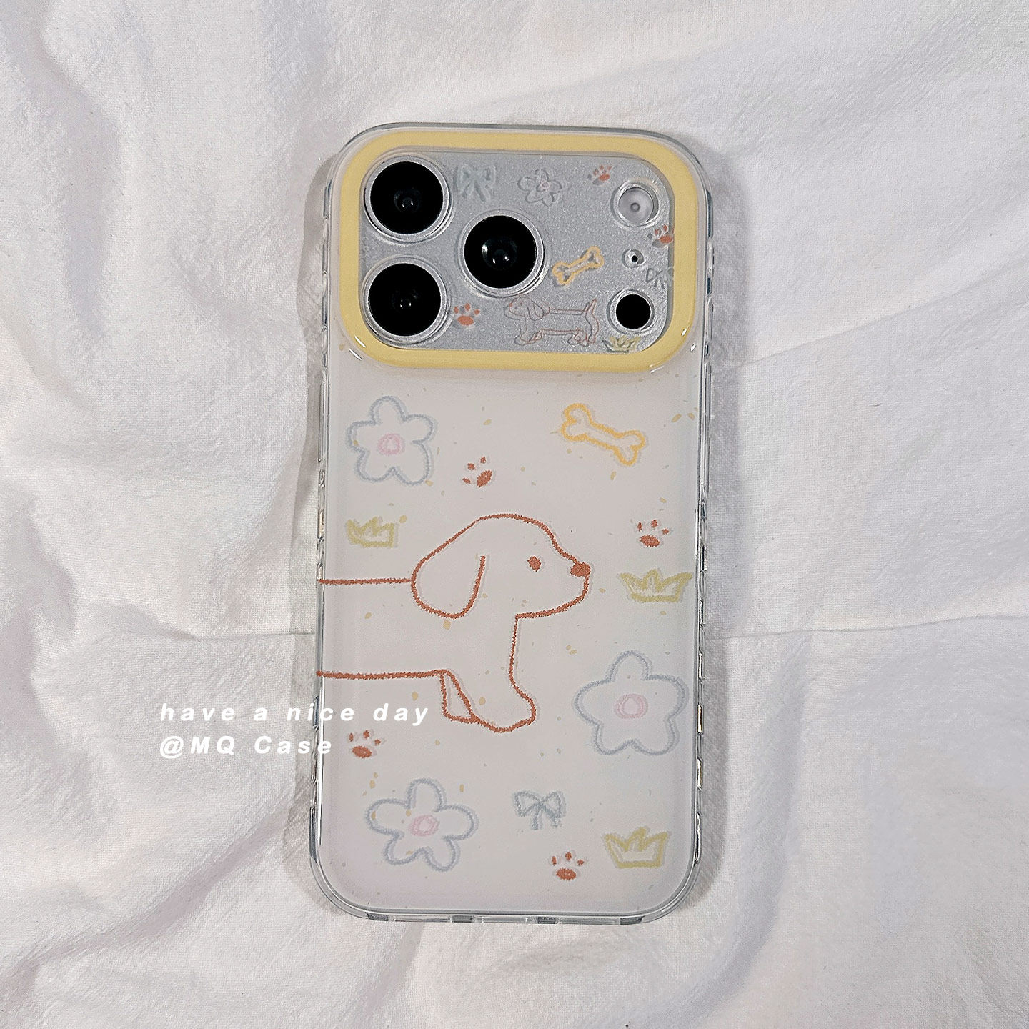 简约线条小狗花朵插画适用苹果17手机壳iPhone17Promax新款16高级感15保护套13硅胶14防摔全包创意女款软壳薄
