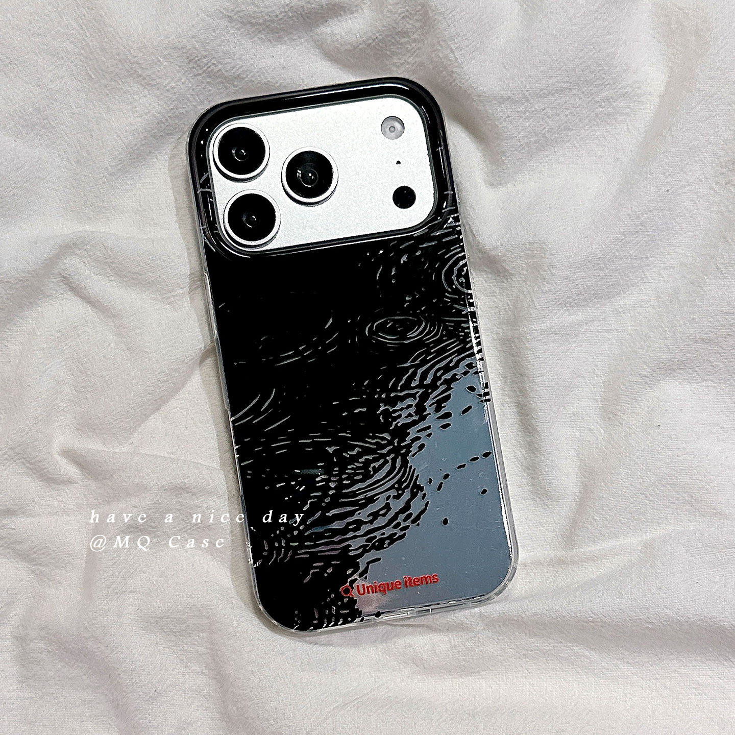 ins简约下雨水面适用苹果17手机壳iPhone17Promax新款16高级感15保护套13硅胶14防摔全包独特男女款软壳超薄p