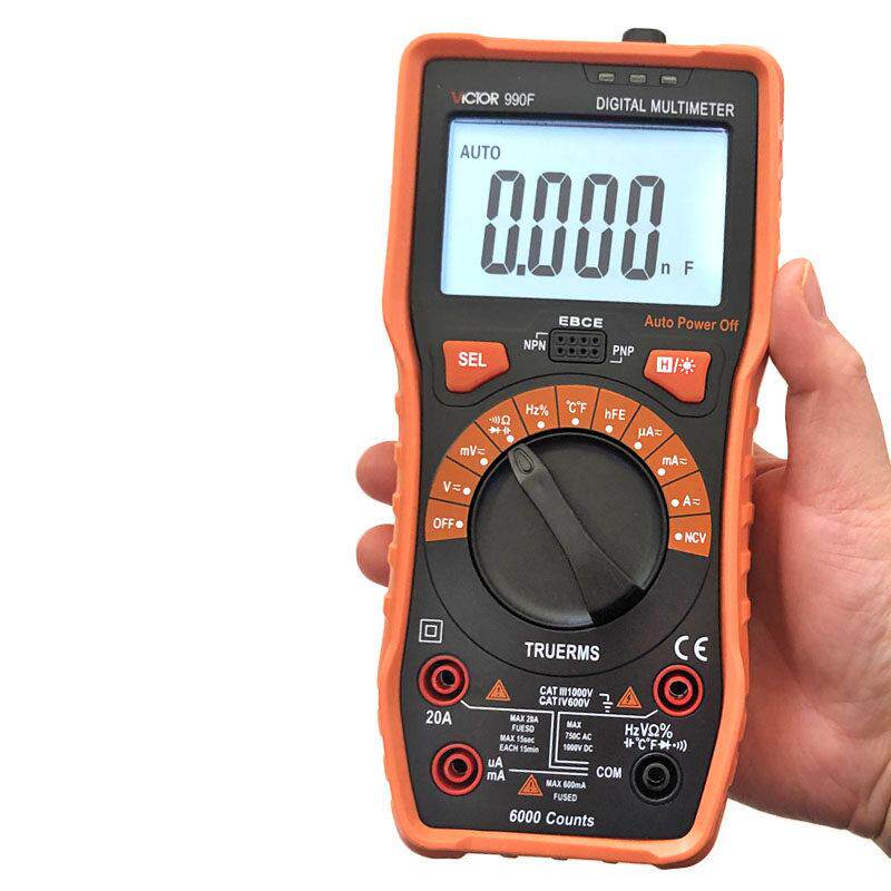 胜利牌数字万用表Vc990D Vc990F多功能家用万用表断电电容温度频