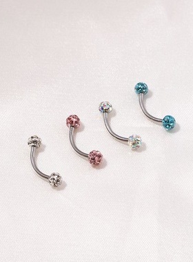 墨刺研究室 镶钻眉钉弯杆rook手指钉锁骨钉脐钉辣妹钛钢穿刺饰品