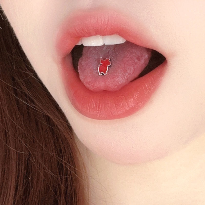 墨刺研究室 迷之麋鹿 动物舌钉钛钢舌头钉辣妹可爱欧美风穿刺饰品
