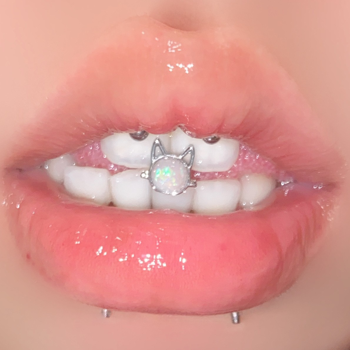 墨刺研究室 猫眼石舌钉天然石钛钢舌头钉仿澳宝舌饰欧美穿刺饰品