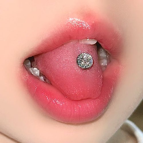 墨刺研究室 闪片滴油舌钉星空可爱辣妹钛钢舌环ins舌头钉穿刺饰品