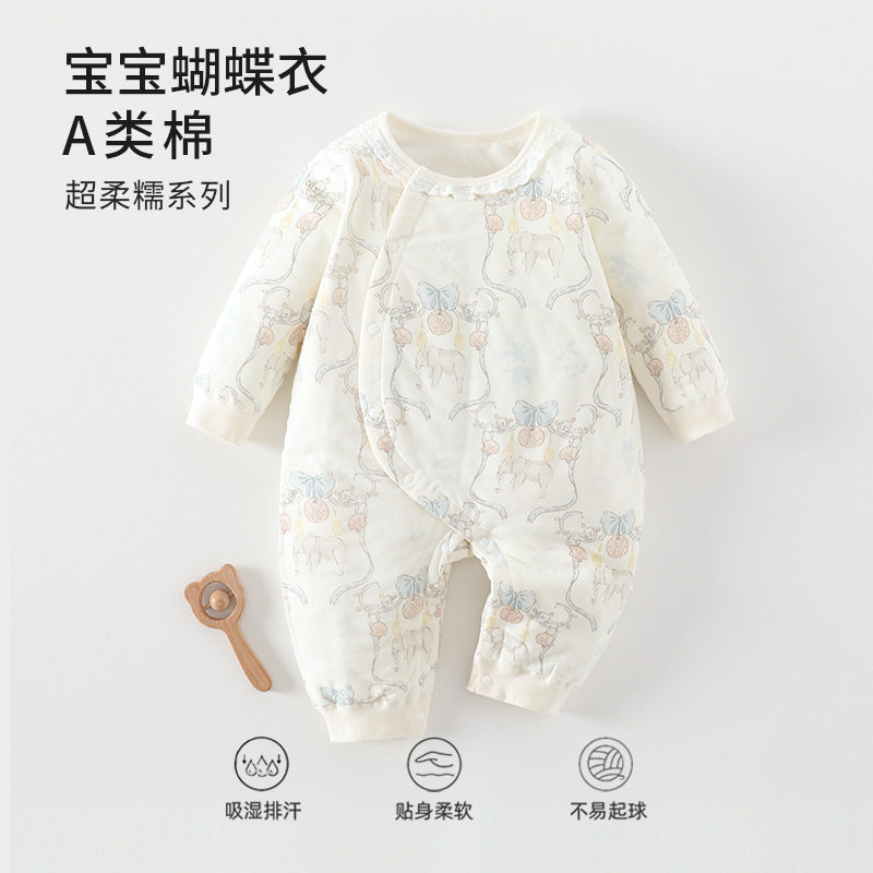 婴童装A类纯棉无骨连体爬服秋冬