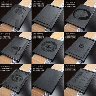 家用整块石材盖板茶台漏水 天然乌金石茶盘定制茶桌配件内嵌入式