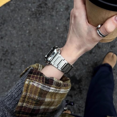 适用iwatch苹果手表表带s10金属s9不锈钢se英鹉罗ultra3男女s11新款series11高级感s8小众s7精致applewatch