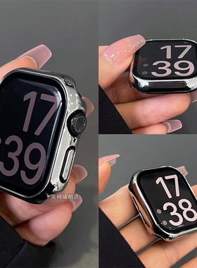 适用iwatch苹果手表series11保护壳s10代新款全包s9壳膜一体ultra2超薄se电镀钢化膜applewatch保护套s11