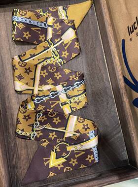 lv5&vv20老花丝巾绑包手柄缠发财桶手提保护丝带发带长条轻奢丝带