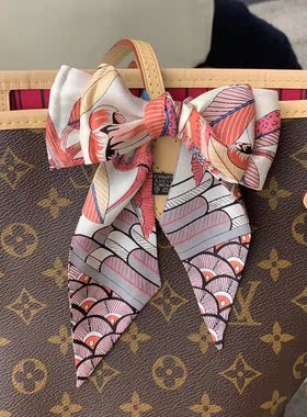 lv5&vv20老花手提包装饰绑包丝巾把手系包手柄小长条窄飘带桑蚕丝