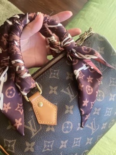 lv5&vv20老花长条窄小丝巾女绑包小邮差包手柄丝带扎头飘带腰轻奢