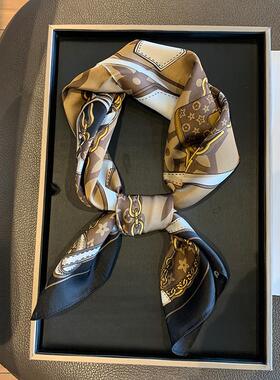 lv5&vv20绑包丝巾女小方巾缠包老花护颈围巾长条搭配衬衫领巾轻奢