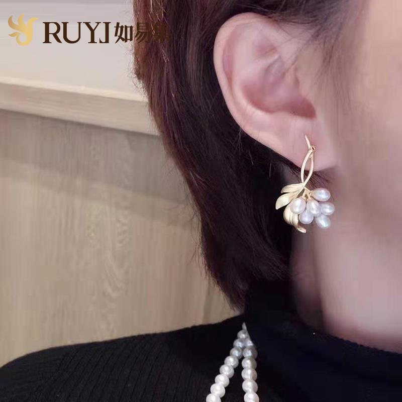 4珍珠耳环02新款潮复古港风气质大耳坠女气2长SVE质款高级感纯银