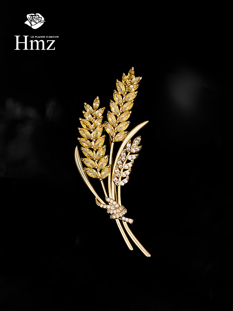 法国HMZ麦穗胸针高档女秋冬精致别针2023年新款爆款奢华气质胸花