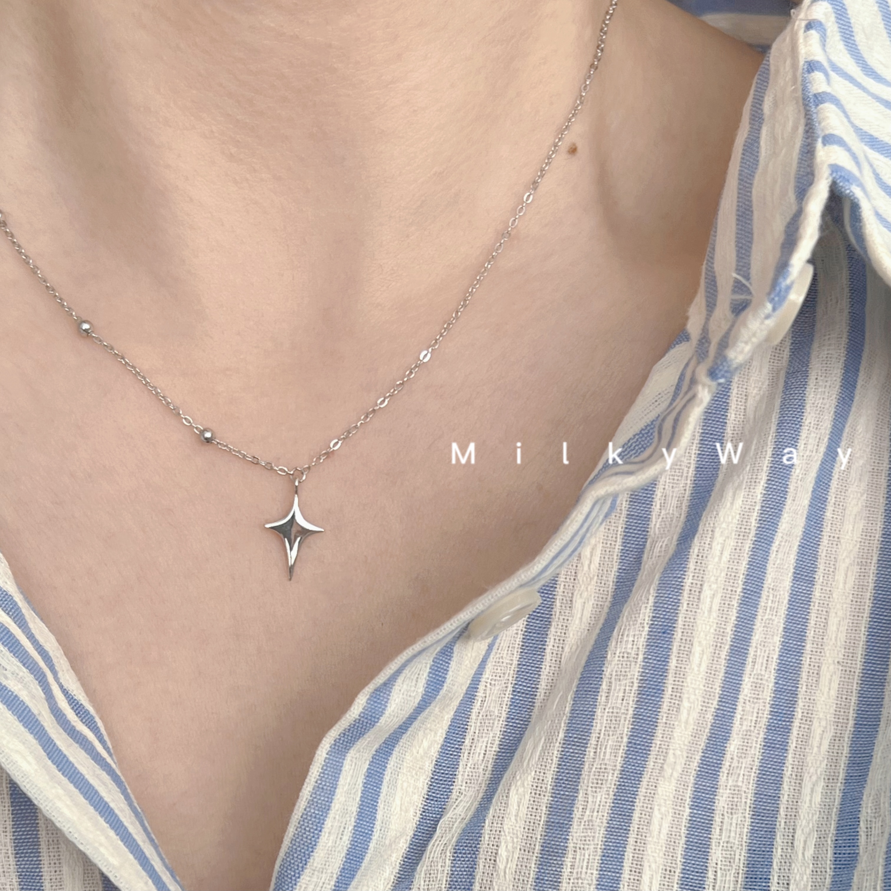 有迹MilkyWay星芒拼接925纯银ins项链女韩国不对称小众设计锁骨链