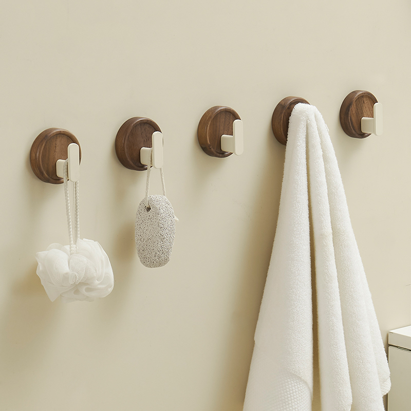 美拉德挂钩免打孔浴室胡桃木粘钩