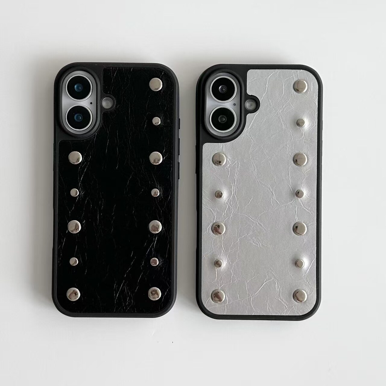 小众皮革立体铆钉适用iPhone17promax手机壳15新款1