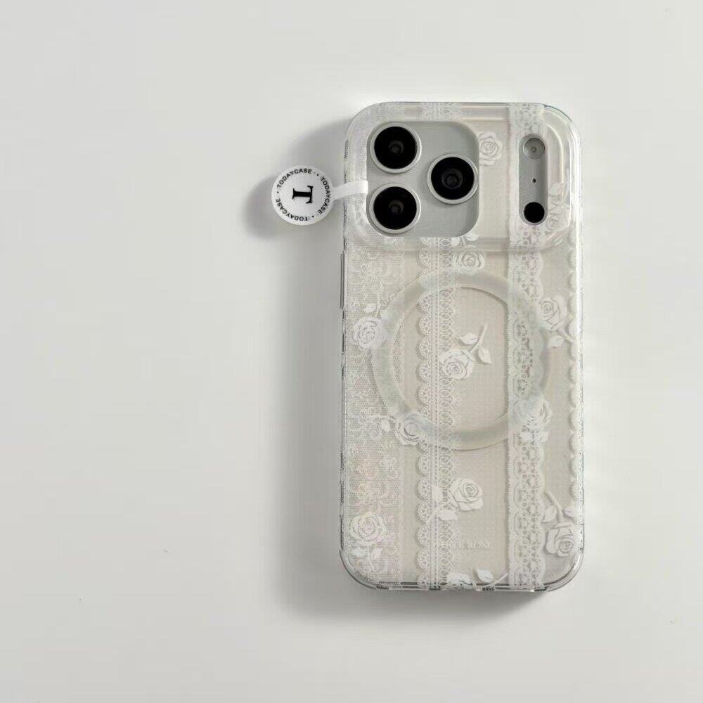 ins复古蕾丝玫瑰花适用iPhone17promax手机壳15新