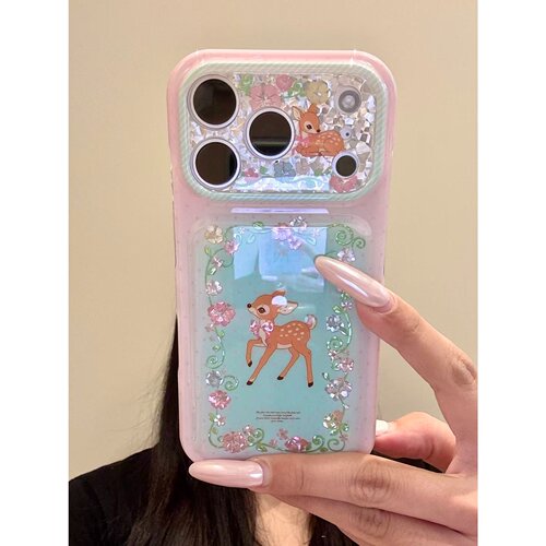 梦幻扶桑花藤粉蝴蝶结小鹿适用iPhone18promax手机壳15新款17pro网红女款13创意全包防摔18pro超好看17保护套