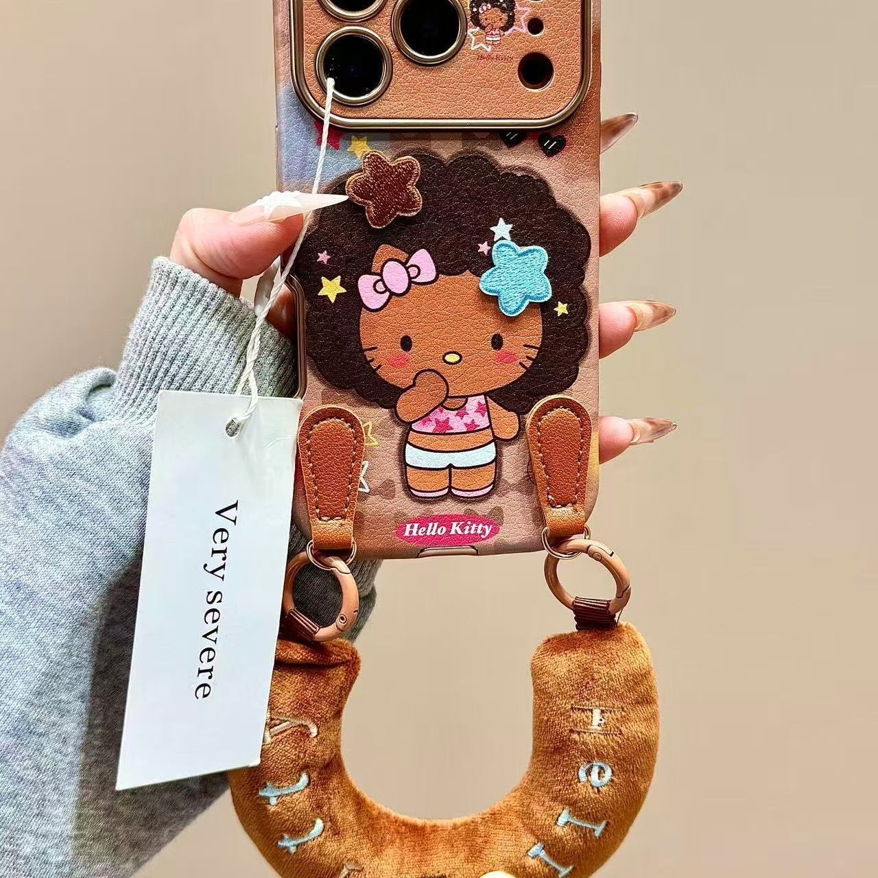 爆炸头黑皮猫咪立体星星腕适用iPhone17promax手机壳15新款17pro13创意全包防摔16pro超好看17保护套