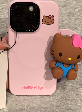 少女粉菲林磁吸黑皮猫咪支架适用于16promac手机壳15pro新款14promax防摔手机保护套13创意个性16pro女款ins