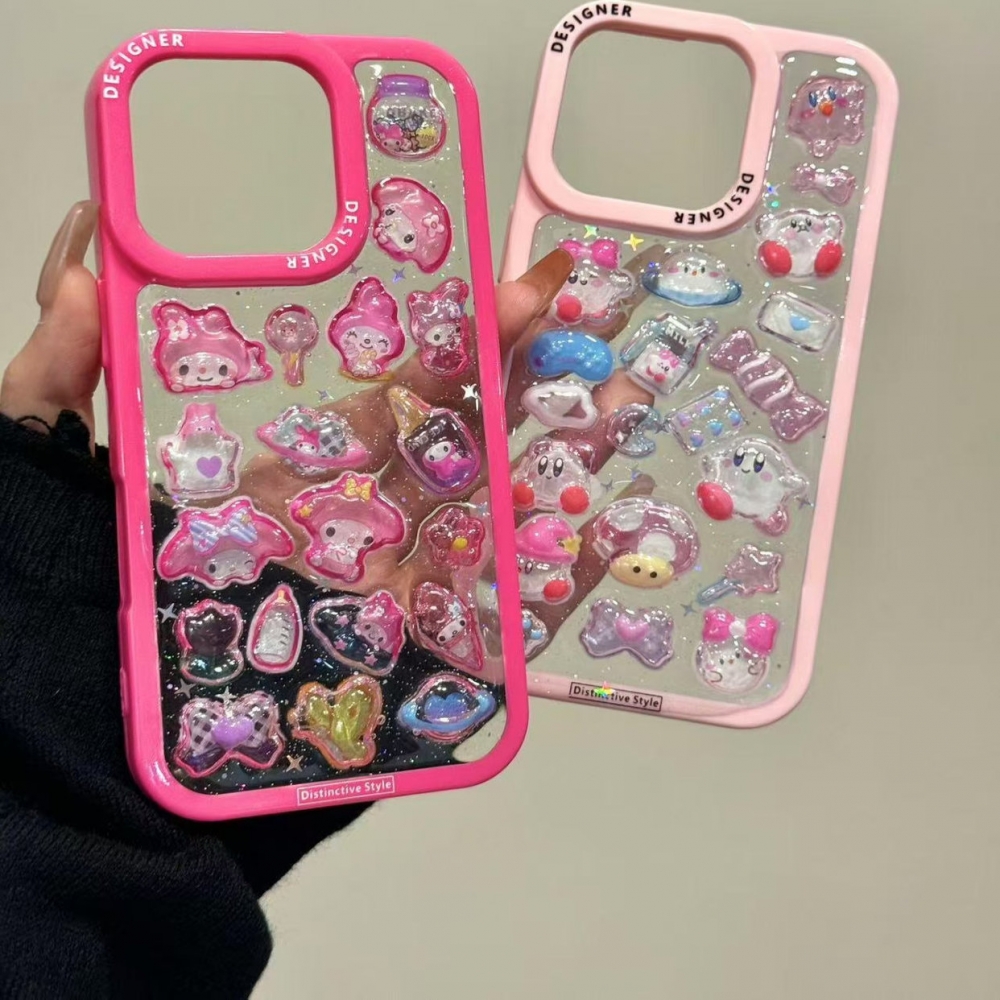 卡通小白花头饰美乐蒂透明星之卡比适用于16promax全包iPhone15pro新款14promax全包13防摔15pm保护套16pro15