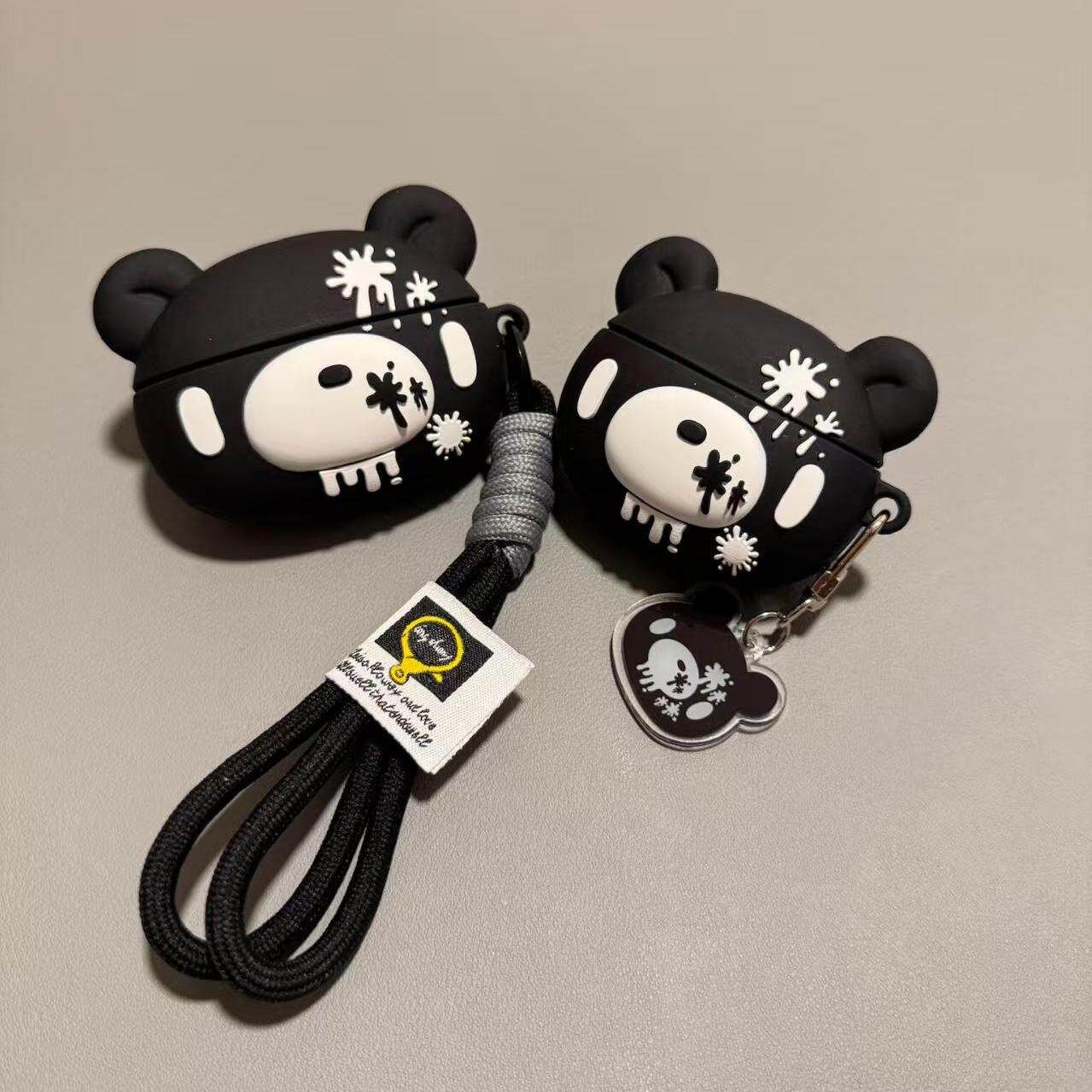 黑色暴力熊适用于airpods pro3保护壳airpods4苹果耳机套3代pro黑色暴力熊 AirPods Pro/Pro2通用