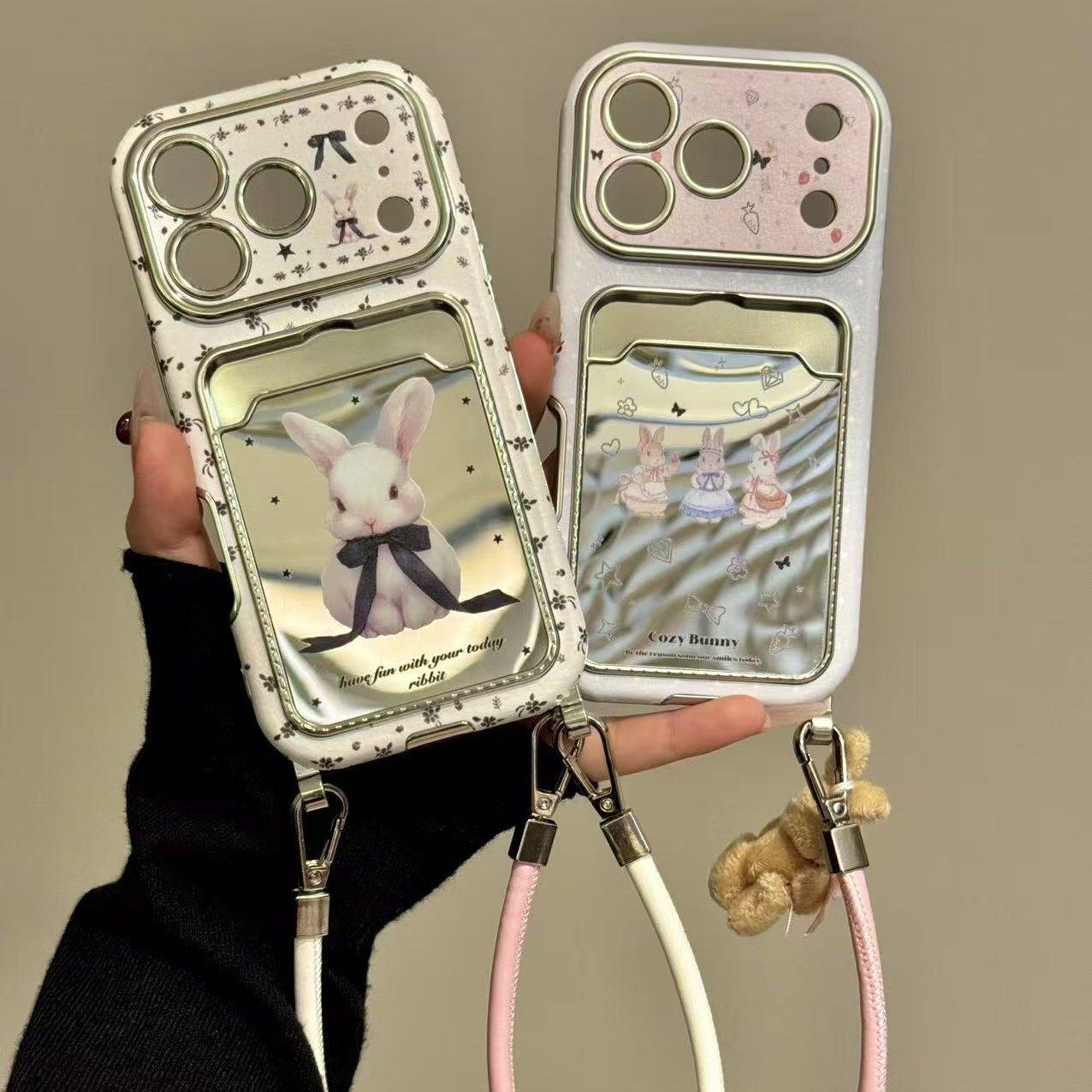 田园风镜面蝴蝶结篮子小兔卡包适用iPhone17promax手机壳15新款17pro网红女款13防摔16pro超好看17保护套,3C数码配件,手机保护套/壳,淘宝优惠券,粉丝福利购,淘宝优惠卷