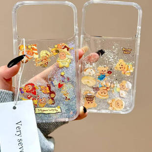 闪粉流沙星星男孩黄油小熊适用iPhone17promax手机壳15新款17pro网红女款13创意全包防摔16pro超好看17保护套