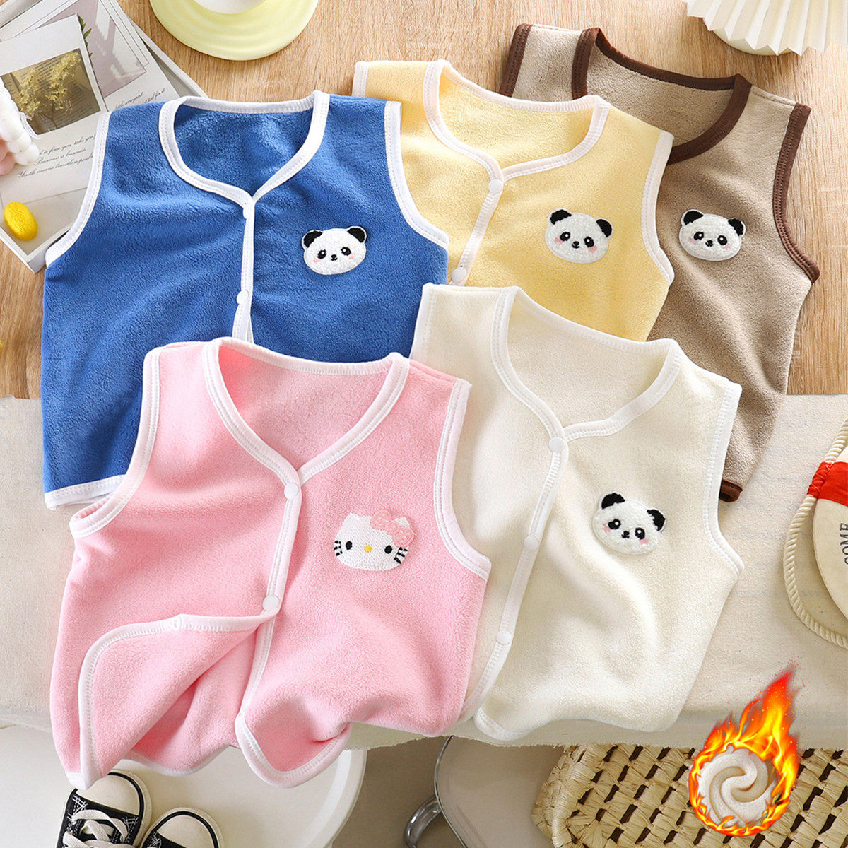 秋冬儿童双面绒马甲男女童加厚坎肩小孩保暖背心婴儿开衫宝宝衣服