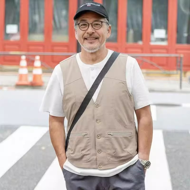 2025新款秋装爸爸马甲中老年人宽松牛仔棉多口袋马夹老人爷爷背心
