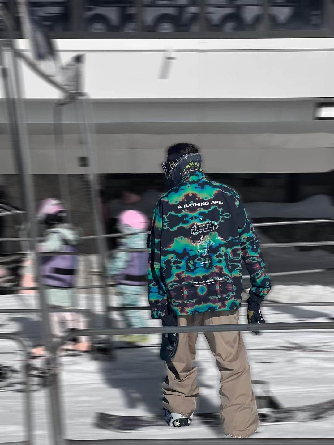 潮牌猿人t0bape霆锋同款多口袋印花风衣鲨鱼时尚百搭迷彩夹克外套