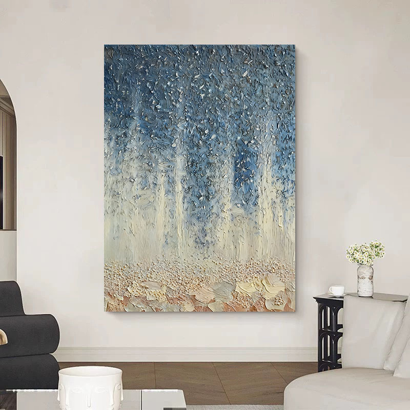 大芬村繁星客厅沙发背景手绘油画