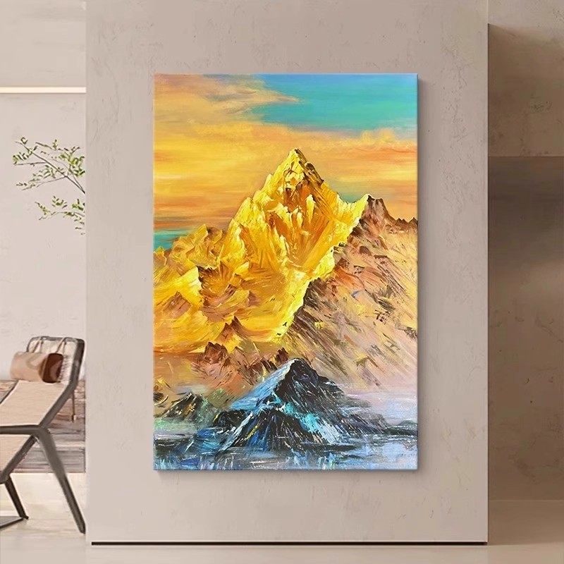 大芬村手绘油画客厅沙发背景墙挂画日照金山玄关过道入户门装饰画,家居饰品,油画,淘宝优惠券,粉丝福利购,淘宝优惠卷