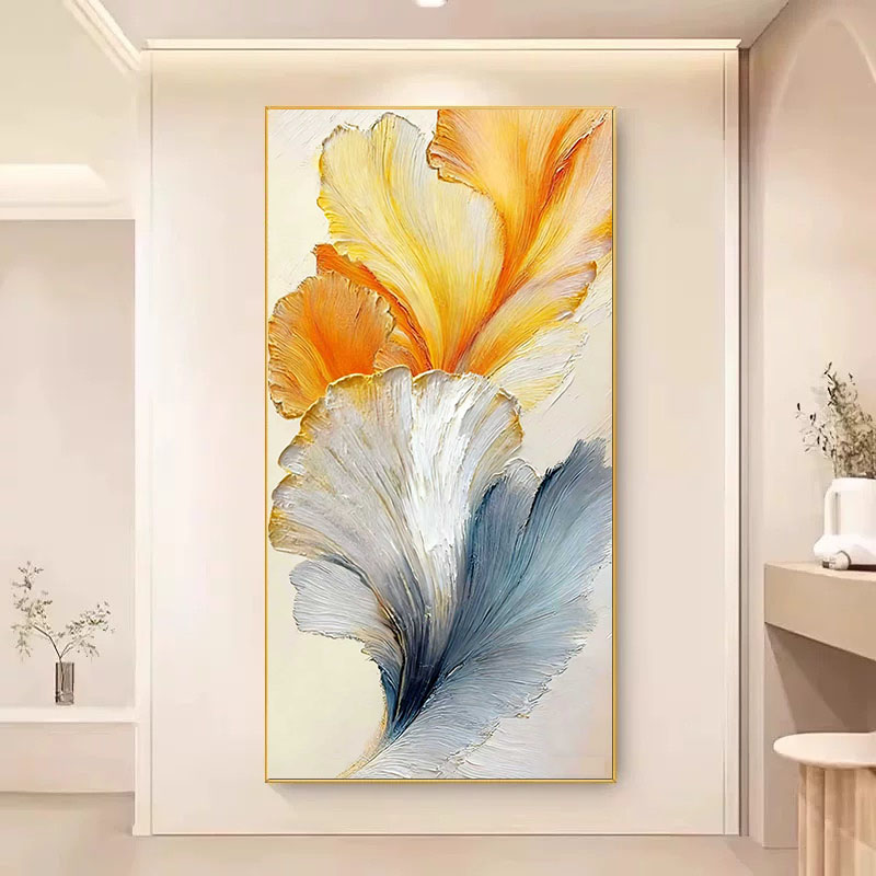 大芬村银杏叶奶油风手绘油画