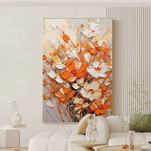 手绘油画现代简约立体轻奢前程似锦玄关装 饰画抽象壁画入户挂画