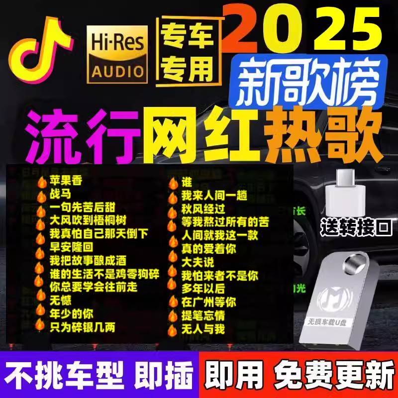 汽车载u盘歌曲2025新款网红劲爆DJ中文dj无损音质车用USB音乐优盘